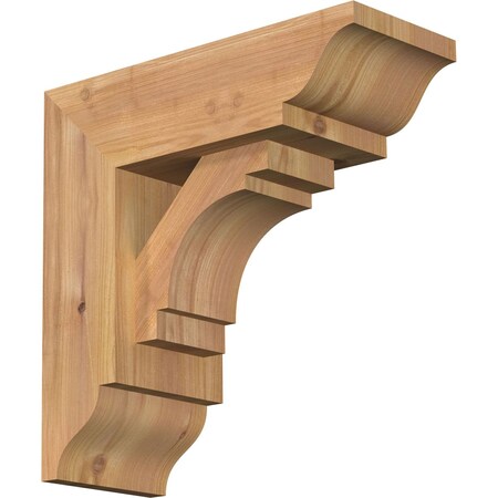 Ekena Millwork Merced Traditional Smooth Bracket w/ Offset Brace, Western Red Cedar, 5 1/2"W x 14"D x 14"H BKT0604X14X14MRC01SWR